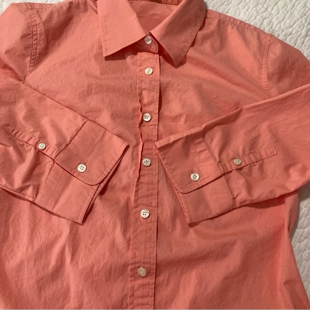 J.‎ Crew Coral Button Down Shirt | 3/4 Sleeves | Stretch Cotton - Picture 8 of 10